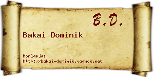 Bakai Dominik névjegykártya
